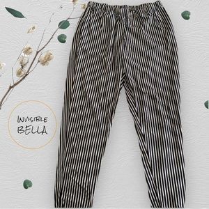 💖Black and White Striped Casual Pant Relaxed Fit Plus 1X to 3X -item404-